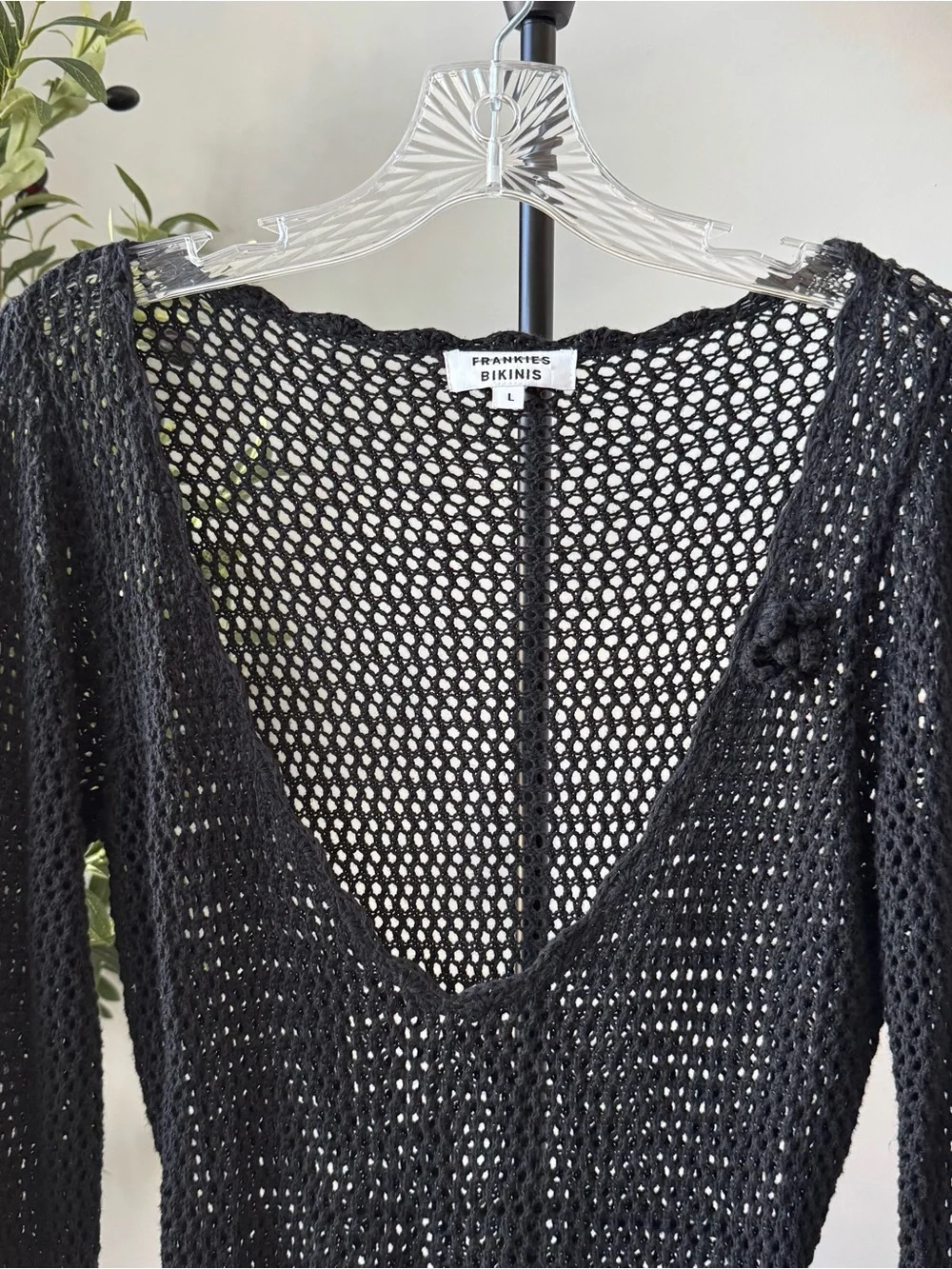 Frankies Bikinis Collette Crochet Tunic Black Cover Up